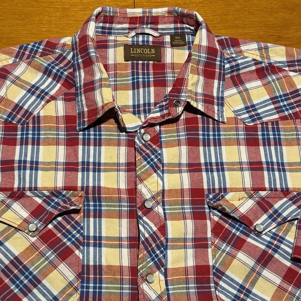 Lincoln Outfitters Pearl Snap Shirt Men's Size 3XL Short Sleeve Button Up EUC